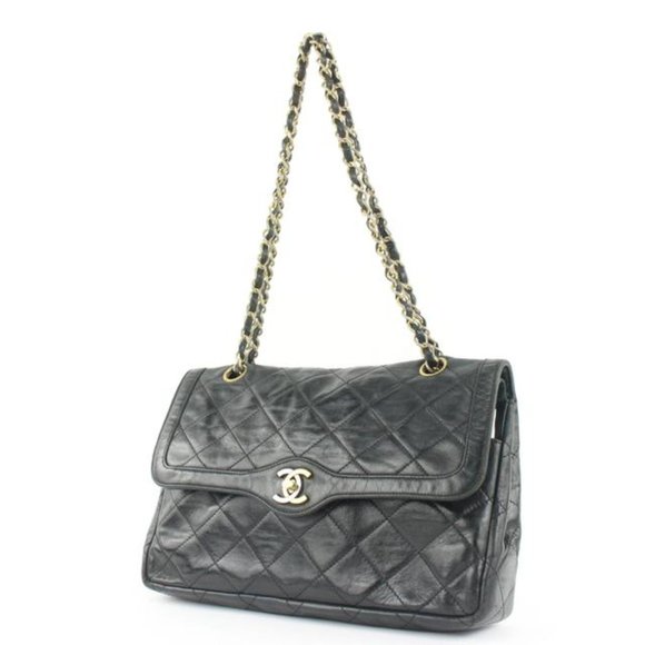 Chanel Rare Quilted Black Lambskin Limited CC Classic Chain Flap Bag 2CAS1115 - Picture 2 of 12